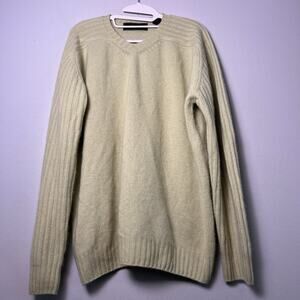 Glenshiel Mens 2-ply Cashmere V Neck Sweater Sz XL Light green Quite Luxury